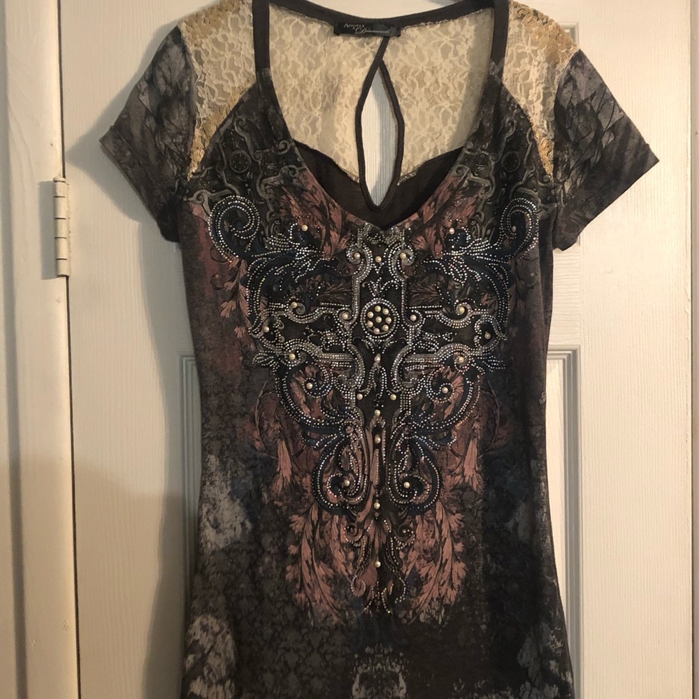 Angels & Diamonds Studded Cross Top